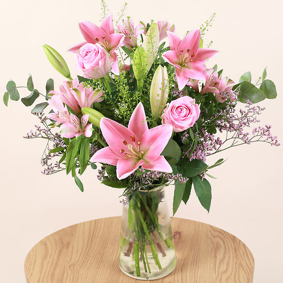 Schönes Glück: rosa Lilien und Rosen, Blumenlieferung Aarau